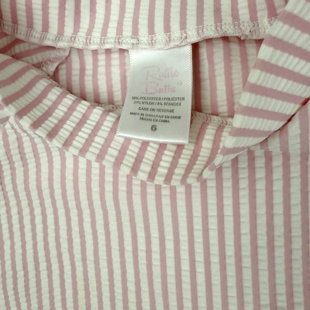RuffleButts Pink Striped Swimsuit - Picture 4 of 5